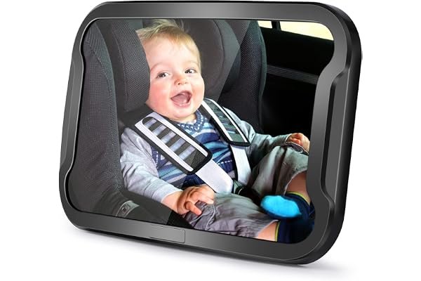 Vinabo Miroir Voiture Bébé, Incassable Rétroviseur bébé, 360° Rotation Réglables Retroviseur Voiture Bébé, Miroir Siège Arrière de Bébé, Sécurité, Essentiel pour Jeunes Parents