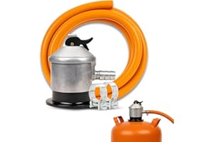 TECHZOCO Kit completo butano, Regulador de gas butano + Tubo Goma 1,5 metros + 2 abrazaderas seguridad, Homologado ,Apto para cocinas, estufas gas, calderas, catalíticas, barbacoas, paelleras, calentadores