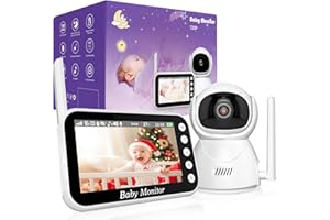 OBVHNUA Baby Monitor Video e Audio,720P Display da 4.3 Pollici Baby Monitor, 10x Zoom Digitale Modalità VOX Audio Bidirezionale Rilevamento della Temperatura Promemoria di Alimentazione 8 Ninnananne