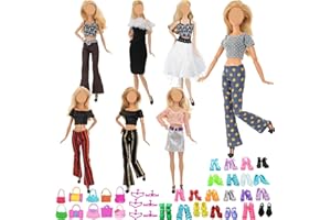 GENERIC Conjuntos de Ropa y Accesorios para Muñecas Compatible con Barbie Ropa, 41 Piezas incluir 10 Vestido Pantalón de Moda 10 Pares de Zapatos 21 Anexos de 11.5 Pulgadas Niñas Muñeca(Estilo Aleatorio)
