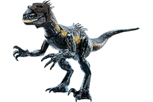 Mattel JURASSIC WORLD Track 'N Attack Indoraptor - Hybrid-Dinosaurier, schimmernde Details, Kopfbedeckung, Brüllgeräusche, Augmented Reality, für Kinder ab 4 Jahren, HKY12