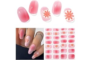 UBAXQURU Uñas de Gel Pegatinas - 28Pcs Uñas Gel Semicurado Envoltura Completa Pegatinas de Envoltura de Uñas Autoadhesivas（cártamo）
