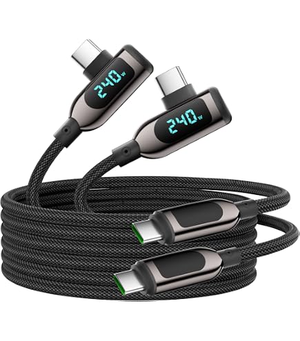 USB-C Kabel 120W Mit Digital Display | 90 Cm Länge | Federtechnologie Für Langlebigkeit | Für Laptop, Tablet, Handy & Mehr