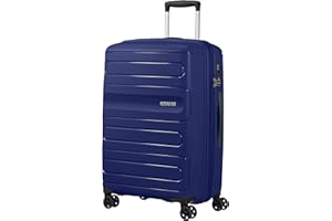 American Tourister Sunside Spider, Blue (Dark Navy), Spinner M expandable (67.5 cm - 83.5 L)