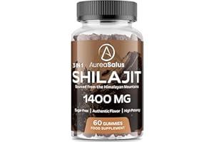 AUREASALUS Shilajit Gummies 1400mg Sugar Free, Shilajit Supplement with 85+ Trace Minerals & Fulvic Acid, Shilajit Himalayan Gummy for Energy, Immunity, 60 Counts