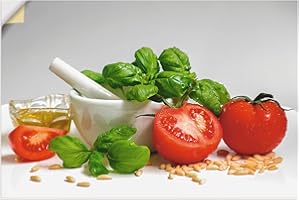 ‎ARTLAND ARTland Wanddeko Wandtattoo selbstklebende Vinylfolie 60 x 40 cm Ernährung Genuss Lebensmittel Gewürz Foto Weiß Bereit für Pesto T1RH