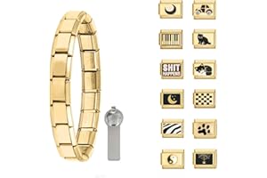 Greenyre Italian charm bracelet gold 9mm Italian Charms,DIY Abnehmbar Module für Italienische Armbänder,Italian Style Charms für Damen Herren Kinder Jungen Mädchen