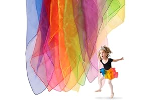 Sirecal Sensory Scarves Toys - 8 Pcs Dance Juggling Scarf for Girl Chiffon Scarf Baby Sensory Toy Coloured Tulle Fabric Scarfs Chiffon Silk Dancing Performance Rhythm Band Kids Gifts 60 X 60 cm