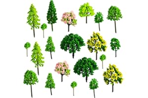 DAGORD Modellbau Miniatur 55 Stück Modellbau Bäume Miniatur-Baum Modell Sandtisch 11 Stile 3-7 cm Modell Zug Bäume Kunststoff Modell Baum Modellbäume für DIY Landscape Sand Tisch