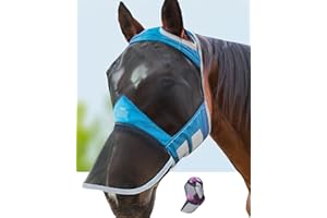 Harrison Howard CareMaster Pro Luminous Pferde Fliegenmaske UV-Schutz ohne Ohren mit Nasenschutz Dresden Blau Vollblut (M)