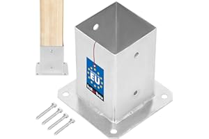 KOTARBAU® Base para Poste 9x9 cm Zincada Acero Anclaje Suelo Base Atornillable Soporte para Postes de Madera Cuadrados Soporte Poste Madera Galvanizado en Caliente Base Poste Madera