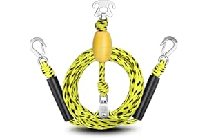 OVOVFANY Watersports Tow Harness, Heavy Duty Each 6.4ft Boat Tow Rope with Stainless Steel D Rings and Quick Connector Clip for Towing Towable Tube, Water ski, Wakeboard, and kneeboard