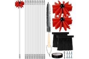 Lvjkes luftkanalrengöring, 18 stycken luftkanalrengöring med 12 stång 41 cm, 2 borsthuvud 10 cm, hexskaft 4,5 cm, borste med