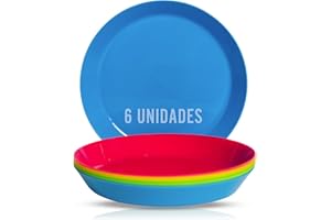 Mypicompany Conjunto de 6 Platos Plastico Duro Reutilizables. Vajilla Camping Apta para Microondas y Lavavajillas. Accesorios Camping Libre de BPA Platos camping irrompible (PLATOS 6 UNIDADES)