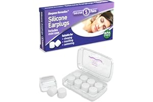 Sleepeze Remedies Bouchons D'Oreille Silicone 5 Clair Paires, 27dB Moulable Bouchon Oreilles Anti bruit pour Dormir, Bouchon d'oreille de Natation, Earplug pour Sommeil, Ronflement, Voyage