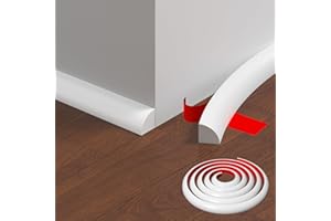 Lifuncren Moulure Auto-adhésives Flexible, 5 M Garniture de Moulure Joint Plafond Mur Quart de Rond TPE, Moulure Murale Autocollante pour Tile Edging, Bords de Carrelage, Murs, Sols, Plinthe (Blanc)