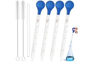 Muyohix 4 Stück Glas Pipette Dropper 10ml, Glaspipette Tropfpipette mit Glas Rührstab und Bürsten, Transfer Pipetten Measuring Pipettierer, Flüssigkeiten Messpipette für Labor Medizin Schule