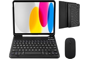 Nsyee Custodia con Tastiera e Mouse per iPad 11a Generazione (A16) 11 Pollici 2025, 10a Gene 10,9 Pollici 2022, Tastiera Wireless Bluetooth Rimovibile per IPad 11th 10th Gen， Italiano QWERTY -Nero
