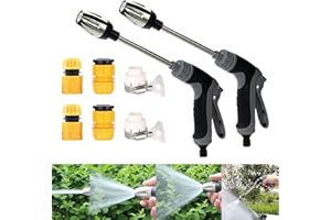 RECITEM Ultra Washer Lot de 2 pistolets à haute pression pour tuyau d'arrosage - Débit d'eau réglable - Pistolet à eau haute pression - Pour tous les tuyaux d'arrosage