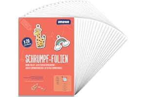 Smowo® 20 Plastica Termoretraibile - Fogli Trasparenti A4, Carte Termoretraibili Ideali per Progetti Fai-da-te e Artigianato