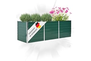 DELUKE® Hochbeet für Garten Oskar Grün | 240x80x77cm | Verzinkter Stahl | Wetterfest | Hochbeet Metall Gartenbeet Kräuterbeet Blumenbeet Beet hoch Frühbeet für Garten Gemüsebeet