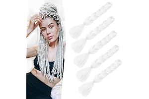 Dcbaboo Extensiones para Trenzas Africanas 60cm Pelo para Trenzas Africanas 5PCS Kanekalon Extensiones de Pelo Sintético para Trenzas Postizas Trenzado de Extensiones de Cabello 500g, Blanco