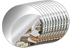 ZOOQUE 10pcs Carrelage Miroir Rond en Acrylique,Autocollants Muraux Miroir Auto-Adhésifs Ronds de 30 cm,Miroirs Décoratifs Ronds pour Mosaïque,Salon,Chambre