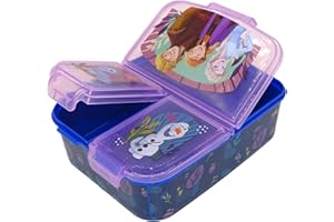 variouss Fiambrera Escolar de 3 Compartimentos, Tapex Sandwichera infantil para almuerzo con licencia oficial (Frozen)