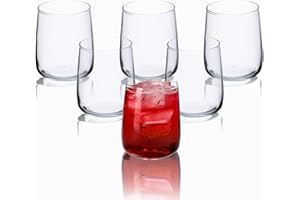 Gli bicchieri d'acqua Kadax, set di 6, bicchieri da bere, bicchieri di succo di vetro, bicchieri robusti per acqua, succo, giardino, festa, bevande, birra, bicchieri universali, (Rebeka, 330ml)