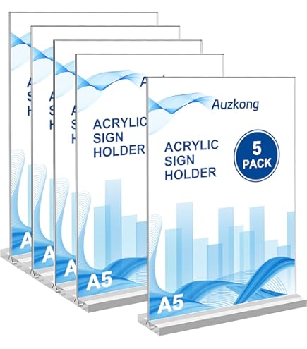 6 Porta Menù Da Tavolo A5 In Acrilico - Supporto Per Cartelli Doppia Faccia A Forma Di T Per Ristoranti, Hotel - Foto 14