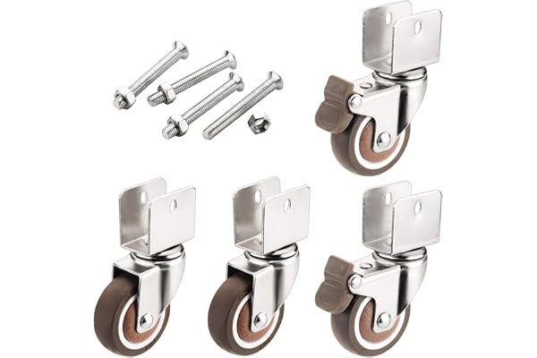 Möbler svängbara hjul Caster, länkhjul, 4X litet svängbart gummihjul, 50 mm möbelhjul, med U-formad skenfäste, utbyteshjul, med skruvar (4 bromsar 18 mm) (Color : 2 Brake 2 Swivel, Size : 22mm)