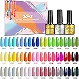 NAILMASHA Smalto Semipermanente 33 Pcs Kit per Unghie in Gel UV LED, Popolare Nudo Vibrante 30 Colori con Base, Top e Mat Coa