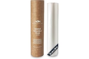 NESSTERS Estabilizador de bordado soluble en agua - Película transparente soluble para bordar a mano, a máquina o con lápiz bordado - Film papel soluble - 25 micras de espesor - Rollo 25cm x 20m