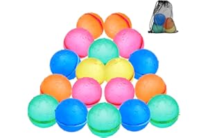TLITLIMOM Reusable Water bomb Balloons, Silicone Water Splash Ball with Mesh Bag, Quick Self-Sealing Water Bomb for Kids Adults Outdoor Activities Water Games Toy Outside Summer Fun Party Supplies (18 pack)