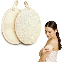Natürlicher Luffa Schwamm 2er Set – Peeling Körperwäscher Für Dusche & Bad – 18x13 Cm Mit Gummizug & Umhängeband