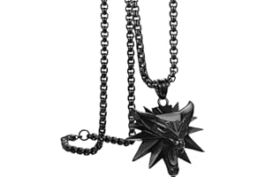 Flongo Wolf Kette Herren mit Wolfskopf Wolf paw Anhänger Wikinger Halskette Medallion Silber schwarz Gold Königskette Amulett Edelstahl Herrenschmuck Punk für Männer Damen Frauen