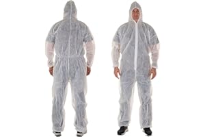 XARA Tuta da Lavoro Monouso - Tuta Protettiva Monouso - Pack 5 - Ipoallergenico e Traspirante - Bianco - Subacqueo TNT con Cappuccio Monouso