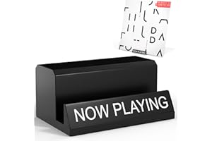 HEATHER & WILLOW Now Playing Vinyl Record Stand | Vinyl Record Holder Display | Wood Records Storage Stands for Albums | Now Spinning Vinyl Accessories Rack - Black