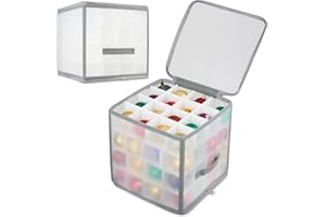 DECO EXPRESS Christmas Ornament Storage Box Christmas Decoration Storage Baubles Box with Dividers Zipped Wreath Bag Decorations Bags (White Decorations Box)