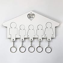 Portachiavi Coppia A Forma Di Casa - Legno E Bianco, Personalizzabile Con Nomi | Idea Regalo Per Lui E Lei - Foto 4