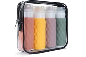 LXYANW 4 Stück Silikon Reiseflaschen 100ml, Nachfüllbar Reisegröße Behälter, Portable Auslaufsicher Reisekosmetikbehälter, Reiseflaschen zum Befüllen von Shampoo, Lotion, Kosmetik
