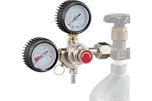 MOCOLI Reductor de Presión de CO2, Sistema Dispensador de Cerveza Reductor de Presión con 2 Manómetros Conexión W21.8 x 1/14" Regulador de CO2 para Elaboración de Cerveza Sistema Dispensador de Cerveza