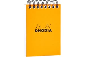 RHODIA 11500C - Notes na spirali (Pełna Oprawa) Pomarańczowy - A7 - w kratkę - 80 Oddzielnych Stron - Papier Clairefontaine 80G - Miękka i Wytrzymała Okładka z Powlekanego Kartonu - kołonotatnik