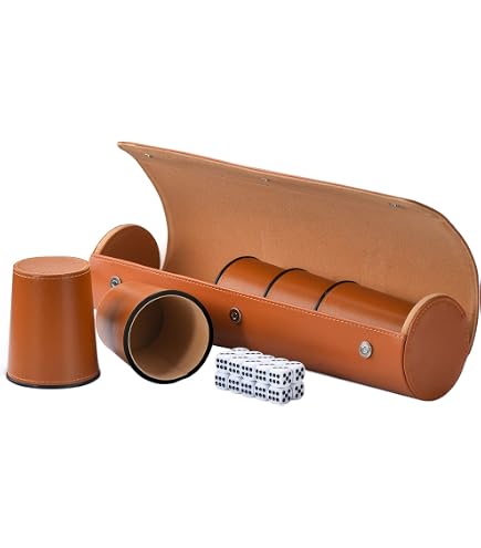 Set Yahtzee Professionale In Similpelle Con 5 Dadi E Tazza Shaker - Gioco Da Tavolo Per Casinò, Farkle, Backgammon, Regalo Per Giocatori