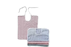 OM DOLCE CASA Bavaglie Bavaglini Bavaglioni Adulto Anziani Unisex Set 4 Pezzi 100% Spugna Cotone Colorati Rigati Prodotto Italiano