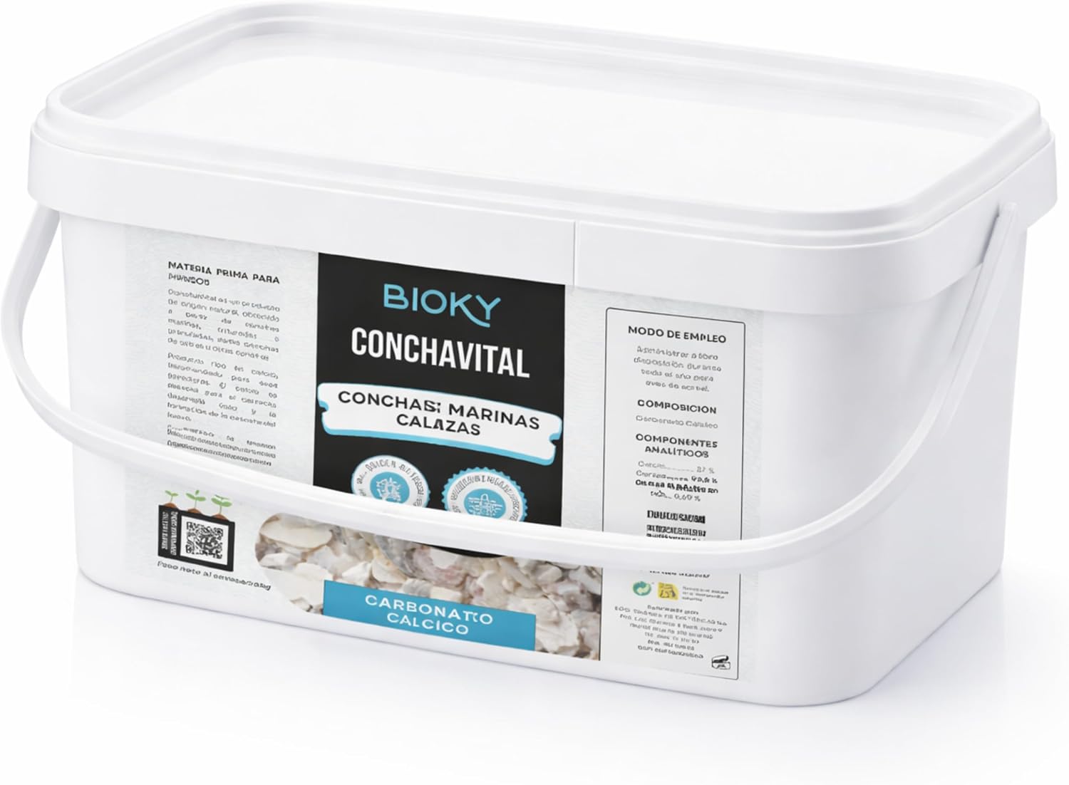 Bioky ConchaVital 6kg - Calcio para Gallinas Ponedoras y Otras Aves - Conchilla de Ostra - Pienso +12 Minerales - Mejora Calidad del Huevo, Corrige Carencias Nutricionales y Mejora Productividad