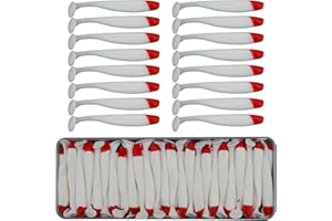 Funzhan 50Pcs Soft Lures Swimbaits Fishing Bass Plastic Paddle Tail Luya Bait Portable Box Proven Colors for Trout Salmon Redfish Freshwater Saltwater