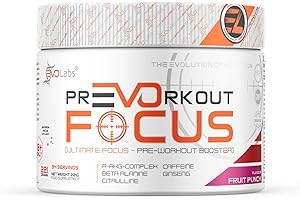 ‎EVOLABS EVOLabs® PrEVOrkout Focus Pulver 221g Pre-Workout Booster,Pump&Gaming Booster mit N-Acetyl-L-Cystein, Beta-Alanin, Guarana, Taurin&Siberian Ginseng, Trainingsbooster (Fruit Punch)