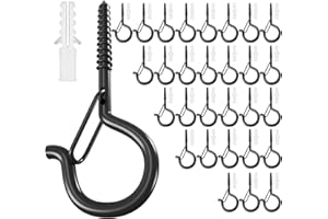 28 Set Q Hanger Hooks for Outdoor String Lights, GIPTIME Ceiling hook Screw Christmas Rope Light Clips, Fairy Lights Plants Wind Chimes Decoration Hanging Safety Buckle Design, Include Wing Nut Driver
