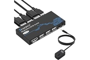 TCNEWCL KVM DisplayPort, 2 Porte 4K@60Hz 2 PC 1 Monitor, Condivisione Tastiera Mouse Stampante, USB 2.0 DP1.2 per Box Laptop PC Xbox HDTV